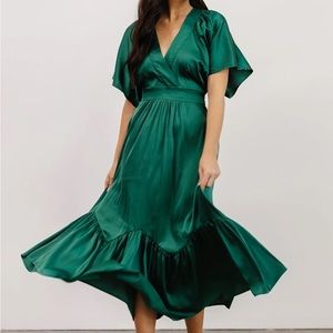 Green Baltic Born Midi Pasadena Satin Dress